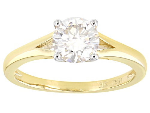 Photo of MOISSANITE FIRE(R) 1.00CT DEW ROUND 3K YELLOW GOLD RING - Size 10