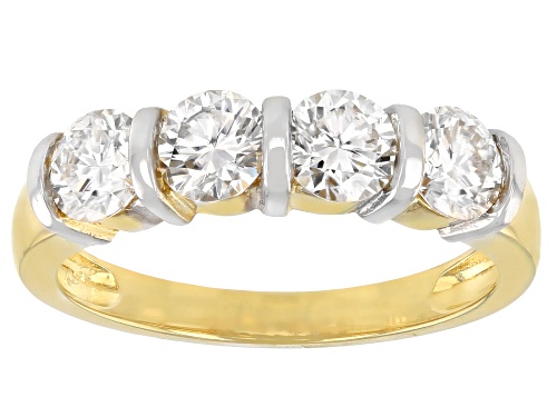 Photo of MOISSANITE FIRE(R) 1.32CTW DEW ROUND 3K YELLOW GOLD BAND RING - Size 7