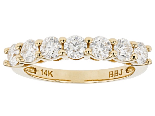 MOISSANITE FIRE(R) 1.12CTW DEW ROUND 14K YELLOW GOLD BAND RING - Size 7.5