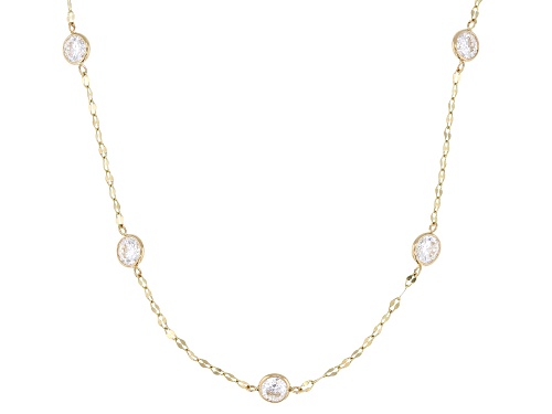 MOISSANITE FIRE® 0.80CTW DEW ROUND BRILLIANT 14K YELLOW GOLD NECKLACE - Size 18