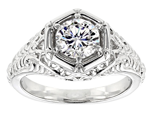 Moissanite Fire® 1.00ct Diamond Equivalent Weight Round Platineve™ Ring - Size 6