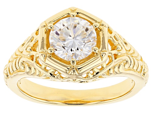 Photo of Moissanite Fire® 1.00ct Dew Round 14k Yellow Gold Over Silver Ring - Size 10