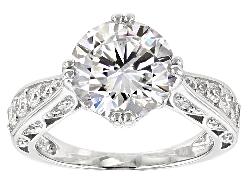 Moissanite Fire® 4.10ctw Dew Round Platineve® Ring - Size 10