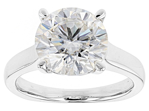 Photo of Moissanite Fire® 4.75ct Diamond Equivalent Weight Round Platineve® Solitaire Ring - Size 10