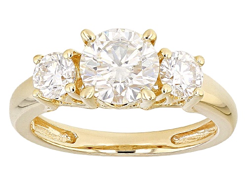 Photo of Moissanite Fire® 2.16ctw Dew Round 14k Yellow Gold Over Sterling Silver Ring - Size 11