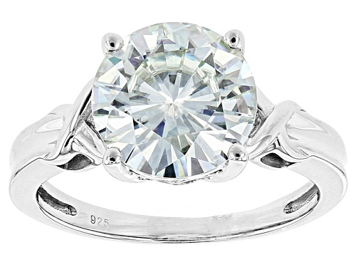 Photo of Moissanite Fire® 3.60ct Diamond Equivalent Weight Round Platineve® Solitaire Ring - Size 10