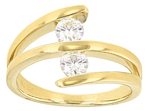 Moissanite Fire® .66ctw Dew Round Brilliant 14k Yellow Gold Over Silver Ring - Size 11