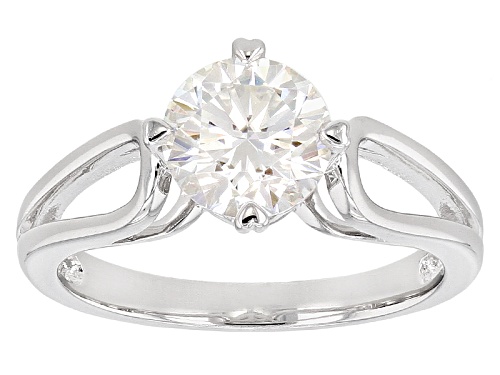 Photo of Moissanite Fire® 1.50ct Diamond Equivalent Weight Round Platineve™ Ring - Size 10
