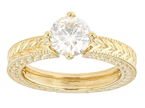 Photo of Moissanite Fire® 1.20ct Diamond Equivalent Weight Round 14k Yellow Gold Over Silver Ring - Size 10