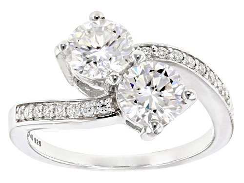 Photo of Moissanite Fire® 2.16ctw Diamond Equivalent Weight Round Brilliant Platineve™ Bypass Ring - Size 6