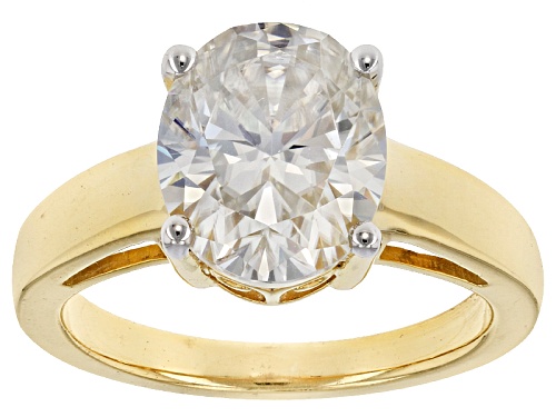 Photo of Moissanite Fire® 4.20ct Dew Oval 14k Yellow Gold Over Sterling Silver Ring - Size 8