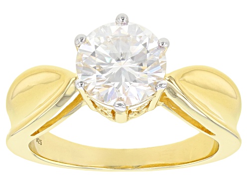 Moissanite Fire® 1.90ct Dew Round 14k Yellow Gold Over Sterling Silver Ring - Size 9