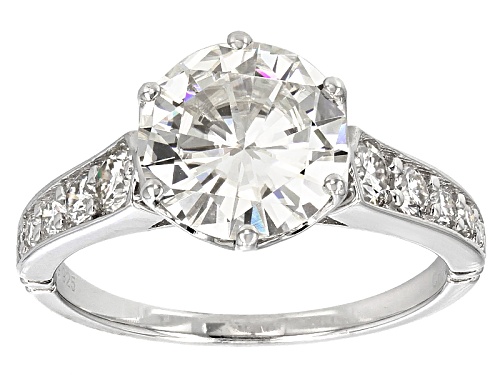 Photo of Moissanite Fire® 3.15ctw Diamond Equivalent Weight Round Platineve® Ring - Size 10