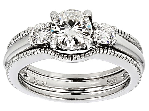 Photo of Moissanite Fire® 1.06ctw Diamond Equivalent Weight Round Platineve™ Ring And Guard - Size 11