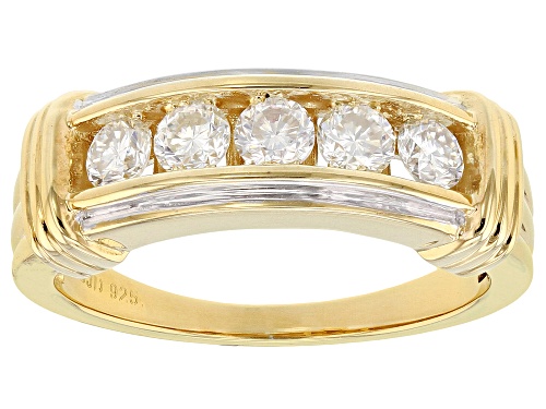 Moissanite Fire® .65ctw Dew Round 14k Yellow Gold Over Silver Ring - Size 8