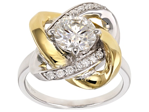 Photo of Moissanite Fire ® 1.78ctw Dew Round Platineve™ And 14k Yellow Gold Over Platineve™ Ring - Size 11