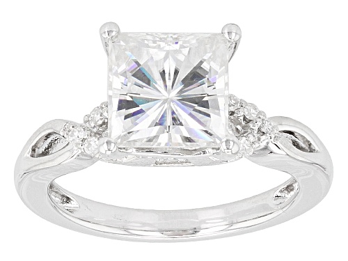 Photo of Moissanite Fire® 3.20ctw Diamond Equivalent Weight Square Brilliant And Round Platineve™ Ring - Size 8