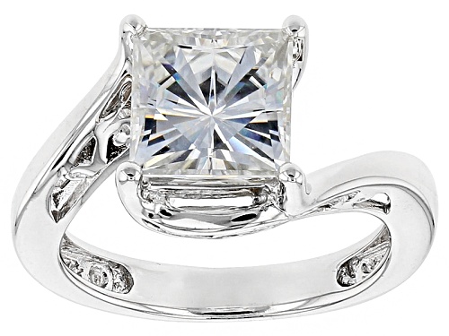 Photo of Moissanite Fire® 3.10ct Diamond Equivalent Weight Square Brilliant Platineve™ Ring - Size 10