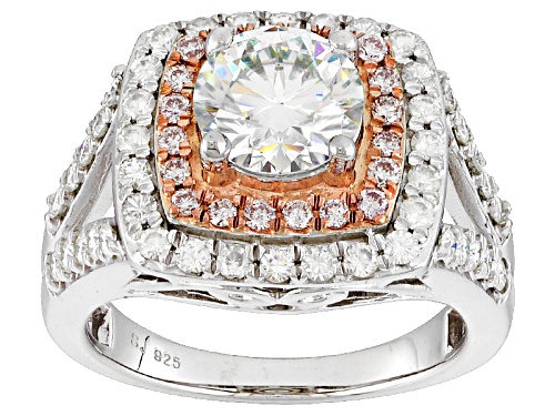 Photo of Moissanite Fire® 1.86ctw Dew & .22ctw Natural Pink Diamond Platineve™ Ring - Size 7