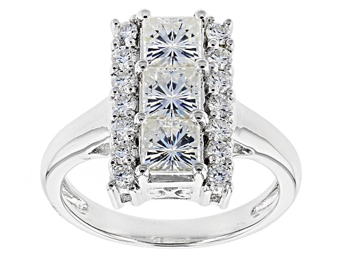 Photo of Moissanite Fire® 2.22ctw Dew  Square Brilliant And Round Platineve™ Ring - Size 10