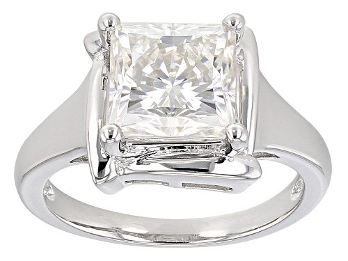 Photo of Moissanite Fire® 3.60ct Dew Square Brilliant Platineve™ Ring - Size 5