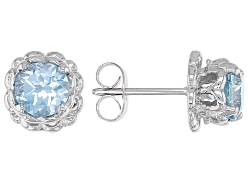 1.87ctw Round Glacier Topaz™ Stainless Steel Earrings.