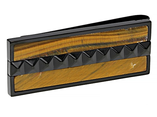 Custom Tiger's Eye Stainless Steel IP Black Men's Money Clip