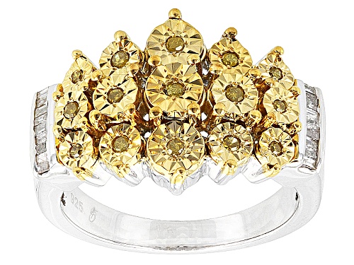 Monture Diamond™ .25ctw Round Sunglo! Yellow Diamond™ And White Baguette Diamond Ring - Size 8
