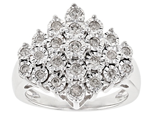 Monture Diamond Collection™ .50ctw Round White Diamond Rhodium Over Sterling Silver Ring - Size 7