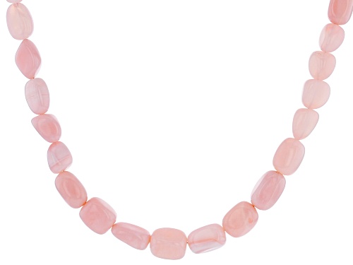 Photo of Pink Indian Opal Rhodium Over Sterling Silver Graduated Bead Necklace - Size 20