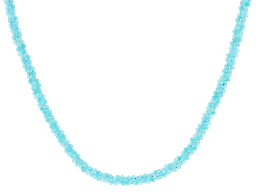 3mm round amazonite rhodium over sterling silver twisted necklace - Size 20