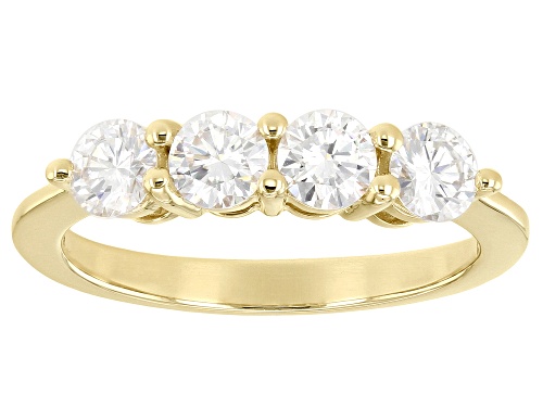 MOISSANITE FIRE(R) .92CTW DEW ROUND 14K YELLOW GOLD BAND RING - Size 8
