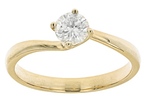 MOISSANITE FIRE(R) .50CT DEW ROUND 10K YELLOW GOLD RING - Size 6.5