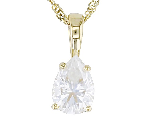 MOISSANITE FIRE(R) .75CT DEW 14K YELLOW GOLD SOLITAIRE PENDANT & 18 INCH SINGAPORE CHAIN