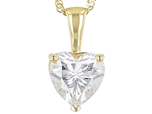 Photo of MOISSANITE FIRE(R) 1.20CT DEW HEART SHAPE 14K YELLOW GOLD SOLITAIRE PENDANT & 18 INCH  CHAIN