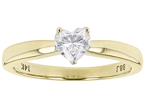 Photo of MOISSANITE FIRE(R) .50CT DEW HEART SHAPE 14K YELLOW GOLD RING - Size 8