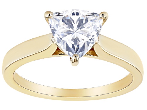 Photo of MOISSANITE FIRE(R) 1.60CT DEW TRILLION CUT 14K YELLOW GOLD RING - Size 7