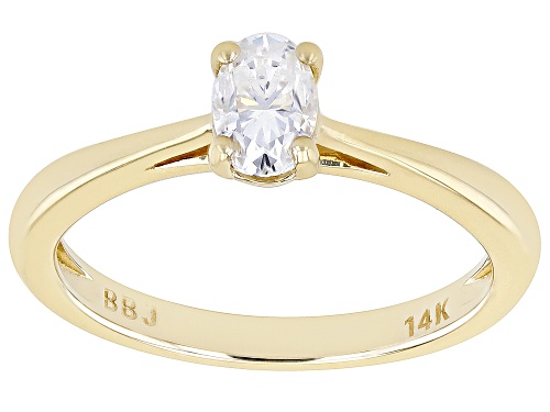 MOISSANITE FIRE(R) .46CT DEW OVAL 14K YELLOW GOLD RING - Size 6