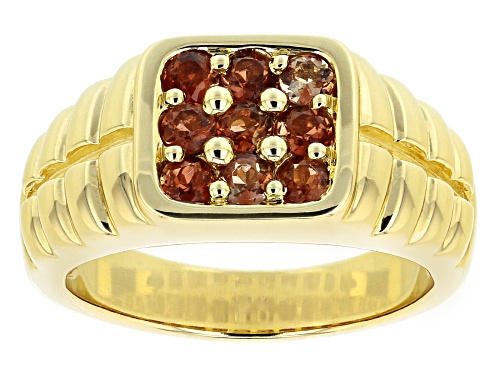 Photo of .92ctw Round Andalusite 9-Stone Cluster, 10k Yellow Gold Mens Ring - Size 11