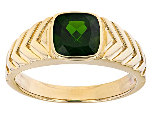 Photo of 1.92ct Cushion Chrome Diopside 10k Yellow Gold Men's Ring - Size 12