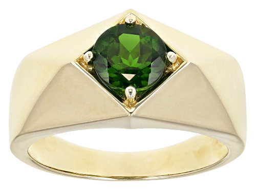 1.42ct Round Chrome Diopside 10k Yellow Gold Men's Ring - Size 10