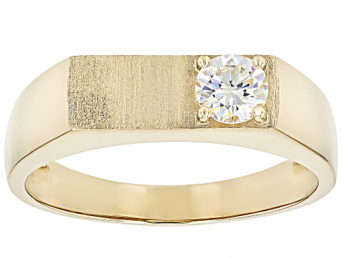 0.70ct Round Strontium Titanate 10k Yellow Gold Unisex Ring - Size 11