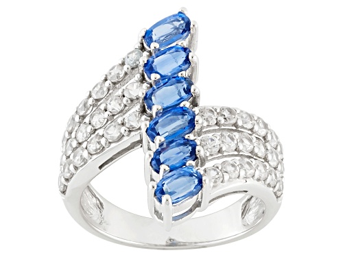 1.64ctw Oval Nepalese Kyanite With 1.95ctw White Zircon Sterling Silver Ring - Size 5