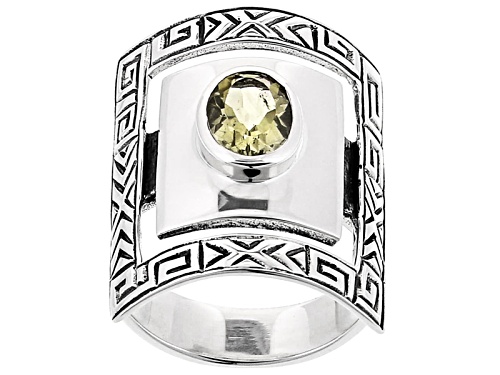 Aztec Style™ 1.15ct Oval Brazilian Canary Yellow Quartz Sterling Silver Ring - Size 6