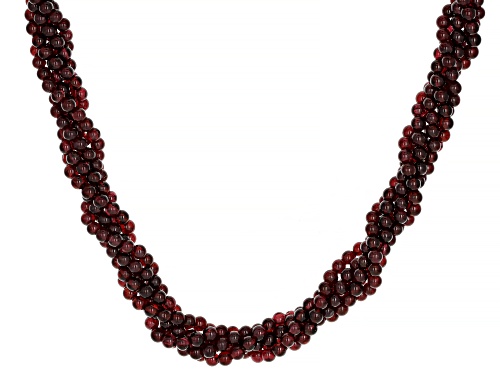 270.00ctw 4mm Round Red Garnet Bead Sterling Silver 5-Strand Torsade Necklace - Size 20
