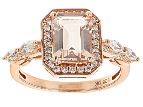 Photo of 1.92ctw Morganite With 0.49ctw Zircon 18K Rose Gold Over Silver Ring - Size 9