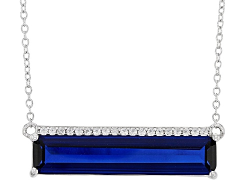 5.76ct Octagonal Lab Created Blue Spinel With 0.21ctw White Zircon Rhodium Over Silver Necklace - Size 18