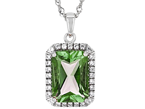 5.70ct Color-Change Zandrite® And 0.52ctw White Zircon Rhodium Over Silver Pendant With Chain