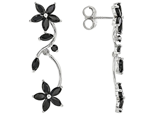 3.37ctw Marquise Black Spinel Rhodium Over Sterling Silver Earrings