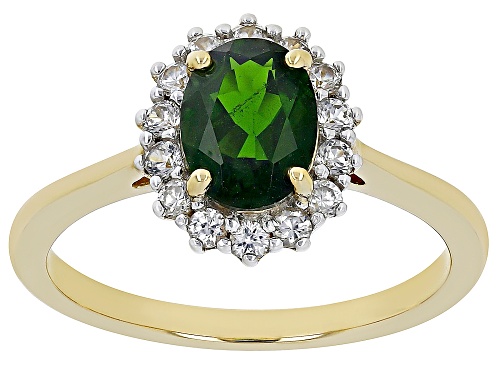 1.19ct Chrome Diopside And 0.41ctw White Zircon 18k Yellow Gold Over Sterling Silver Ring - Size 9